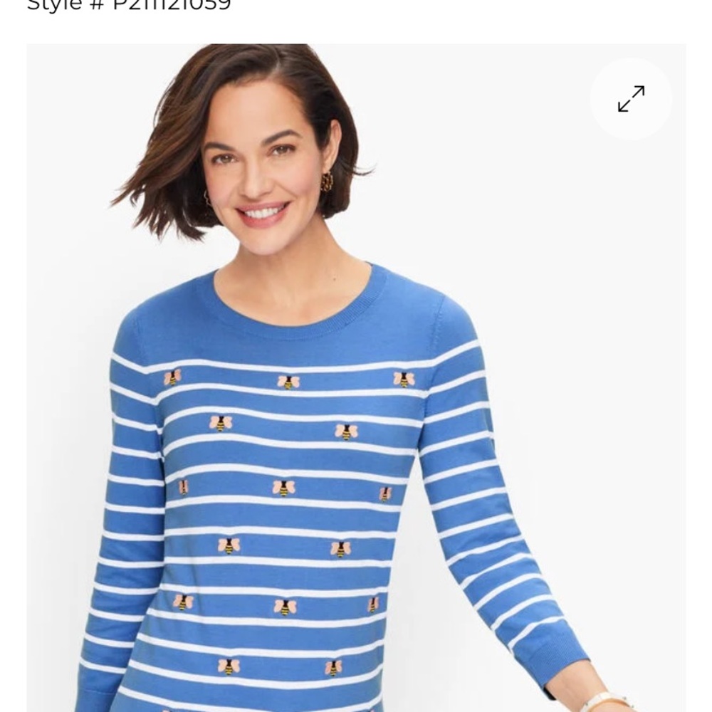 Blue Striped Sweater with bee’s Embroidered Details